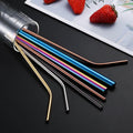Customizable Logo Wholesale Portable Stainless Steel Metal Drinking Straw Long Elbow Reusable Straw Set for Bubble Tea