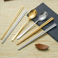 Korea Recycled Flatware Set Metal Stainless Steel 304 Pure Silver Thick Spoon Round Square Chopsticks for Sale