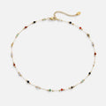 Trendy 18K Gold Stainless Steel Gemstone Bracelet and Necklace Set Versatile Party Ornament with Sweet Colored Clavicle Chain