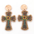 ERS844ER1823 1pair Top Fashion CN Drop Western Leopard Sunflower Cross TRENDY Acrylic Earrings Jewelry for Women