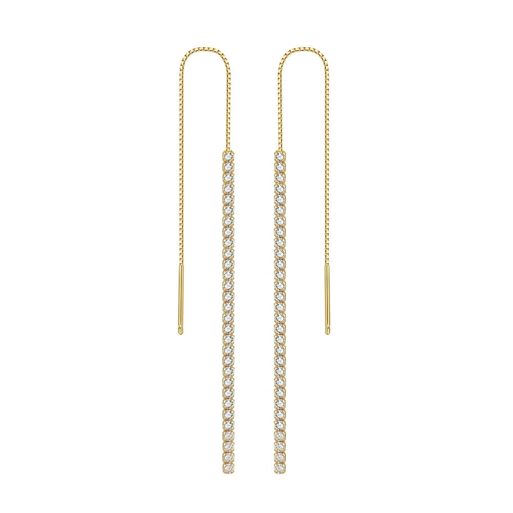 RINNTIN SE111 Classic Jewelry 14K Gold Plated 925 Sterling Silver Earrings With Cubic Zircon CZ Stud Drop Earrings for Women