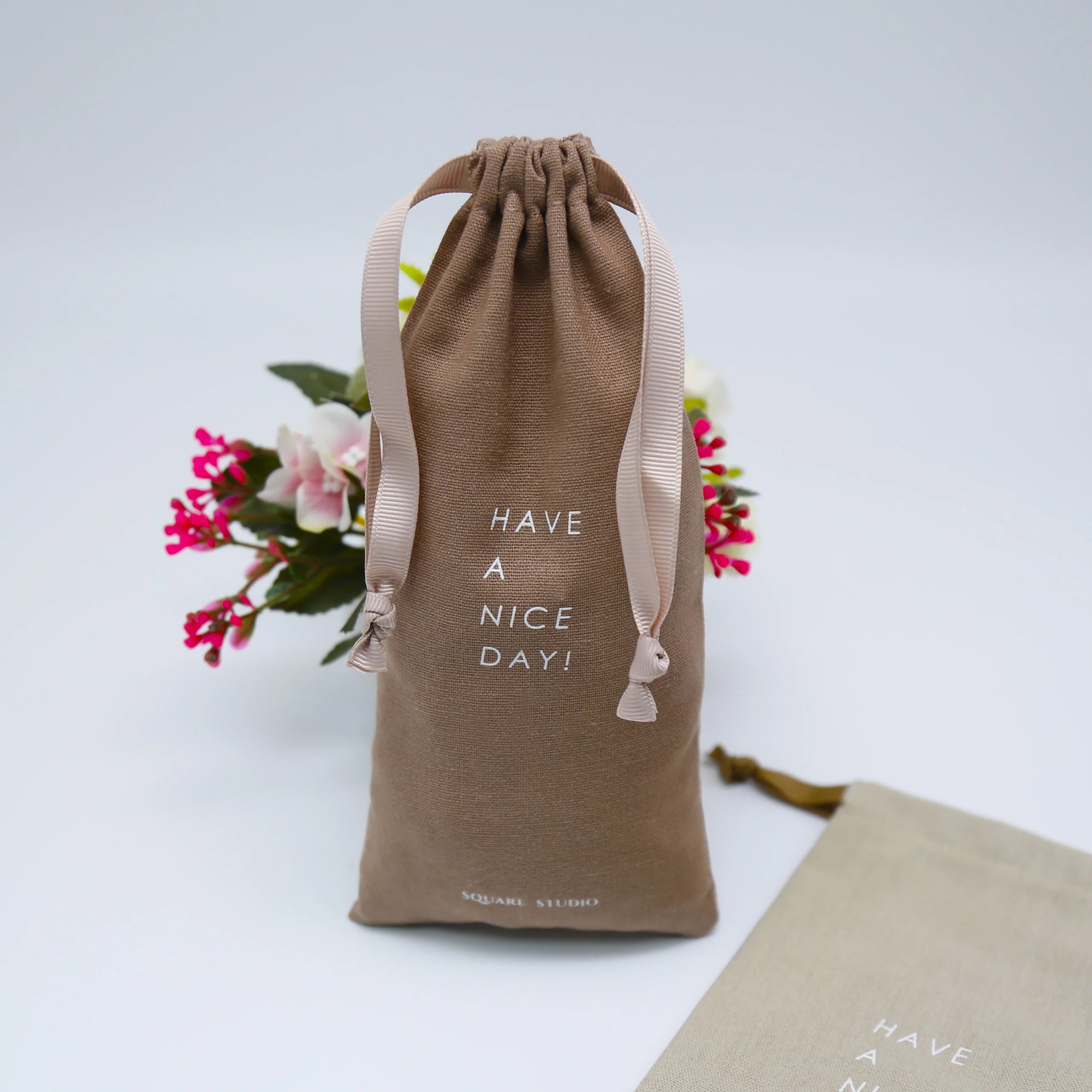 Custom Cotton Linen Recycled Drawstring Cotton Pouch Gift Packaging Bag