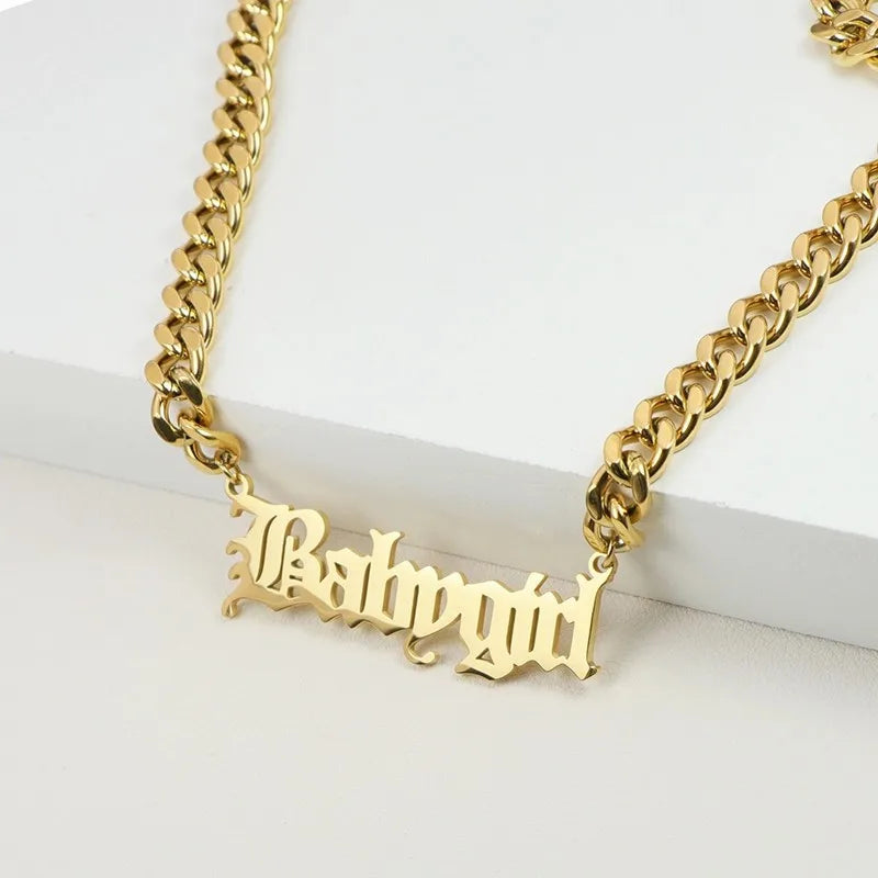 Stainless Steel Alphanumenical Clavicle Chain Necklace DIY Name Birthday Pendant Titanium Steel Necklace