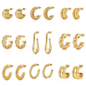 2023 Fall Women's 18K Gold Plated Stainless Steel Geometric Trendy Stud Earrings