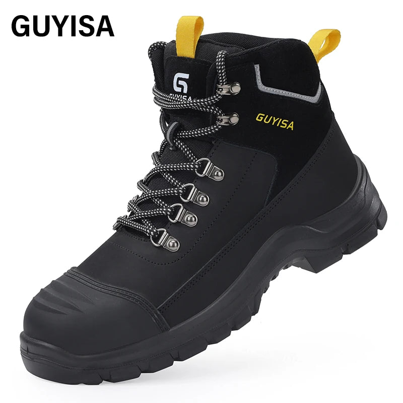 GUYISA Unisex Safety Boots Anti-smash Anti-puncture Anti-static Steel Toe Shoes Outdoor Work Summer Winter Material-PU Plastic