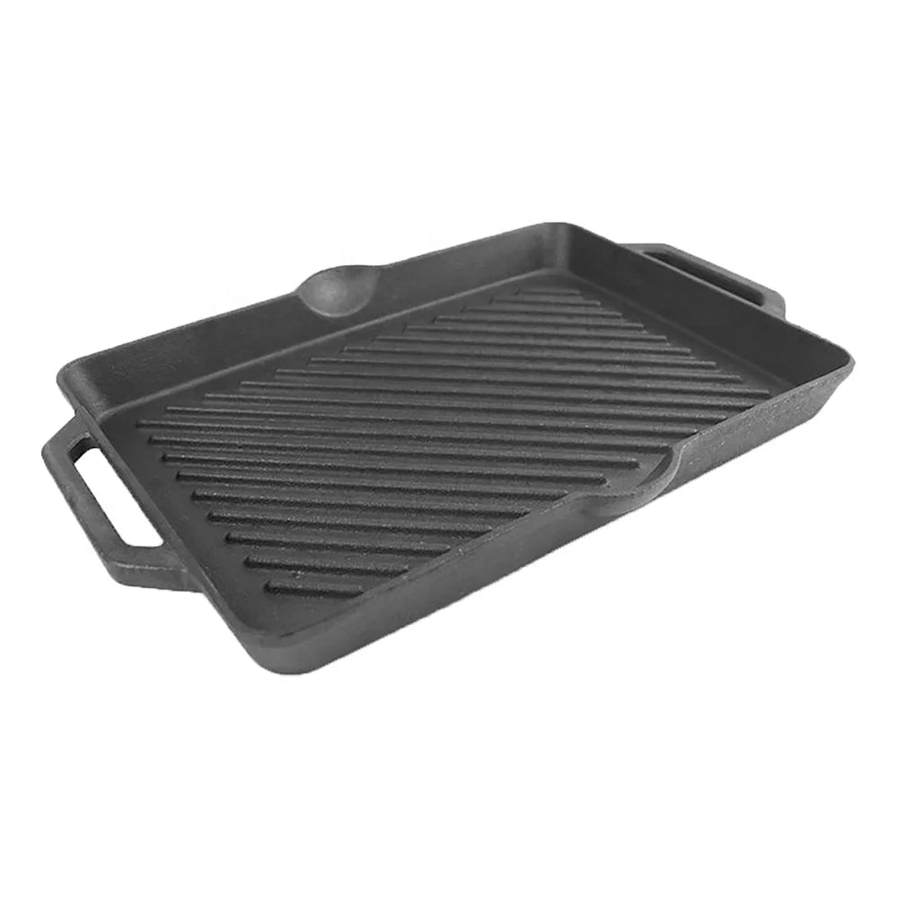 Hot Sale Cast Iron Grill Pan with Edge Rectangular Non-Stick Cookware and Baking Tray Metal Material