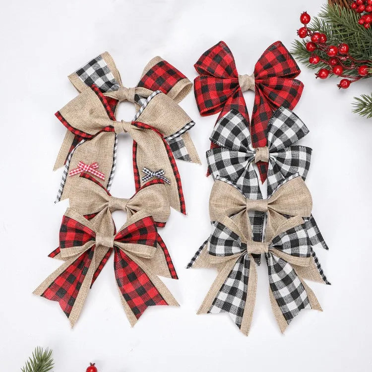 Xmas OEM/ODM Navidad Handmade Custom Christmas Bows Ornaments Christmas Tree Decoration Ribbon Bows for Christmas Decoration
