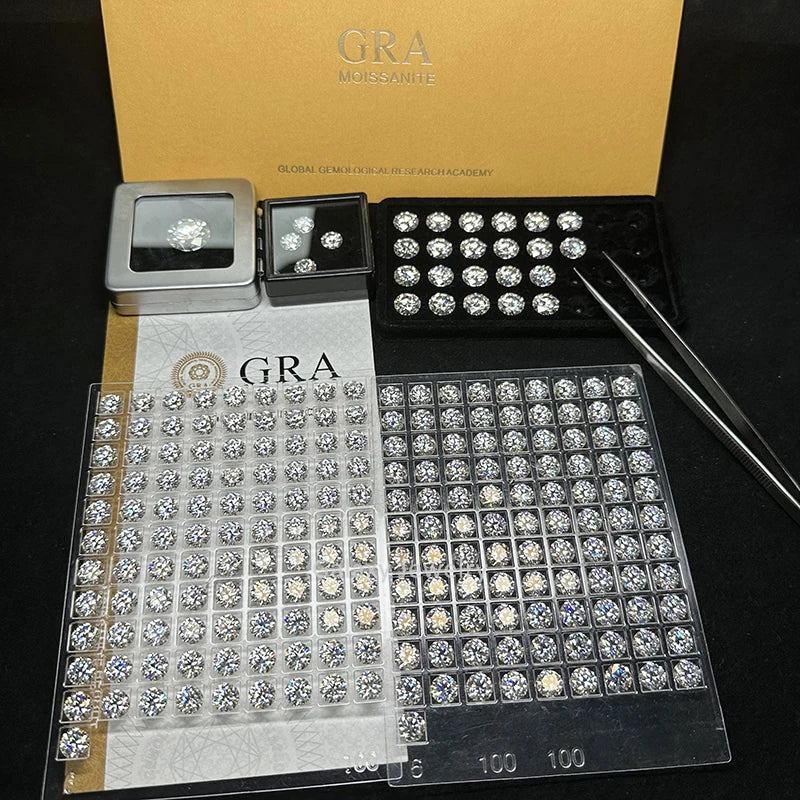 Hot Sale Moissanite Stone Flawless D Lab Created Round Brilliant Cut VVS Loose Moissanite With GRA Certificate