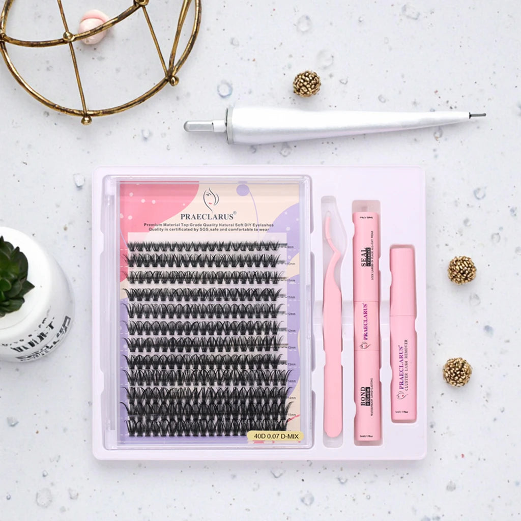 Wholesale Price 2-in-1 Lash Extension Kits Handmade 30D 40D 50D False Eyelashes Set with Mixed Lengths Custom Logo Lash MegaBDM