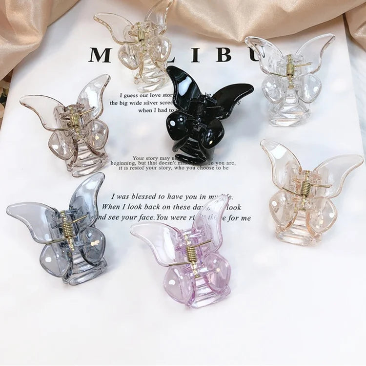 MIO 4cm Hair Clip  Butterfly Hair Claw Clip Crystal Mini Plastic Butterfly Hair Accessories Clipper for Girl Cute Hairgrips