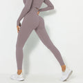 Custom High Waist Scrunch Butt Yoga Pants for Women Seamless Breathable Knitted Gym Leggings Solid Colors