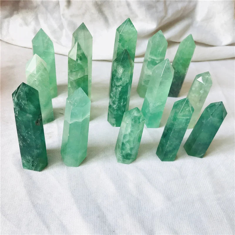 Wholesale Natural Crystal Point Green Fluorite Point Crystal Towers for Home Decoration