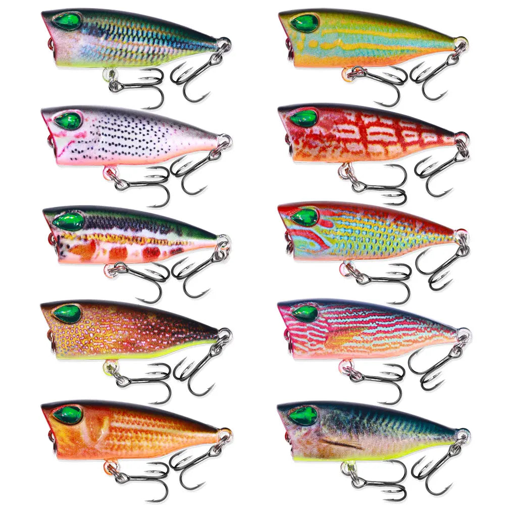 HENGJIA MIni Popper Luminous Fishing Lure Lifelike Custom Popper for Snakehead Fish 3.2g