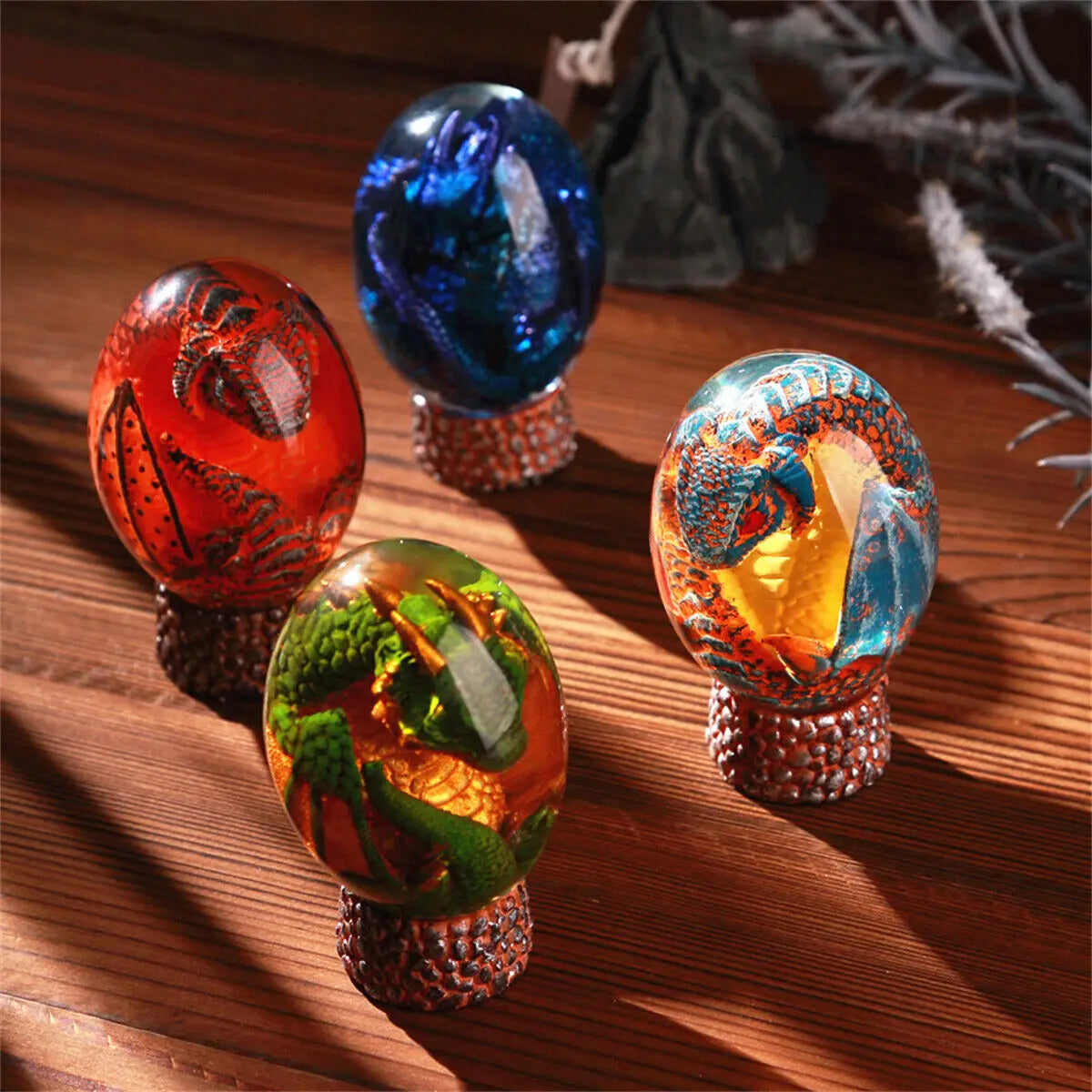 Dream Crystal Lava Dragon Egg Resin Sculpture Transparent Desktop Ornament Decor Souvenir Gifts