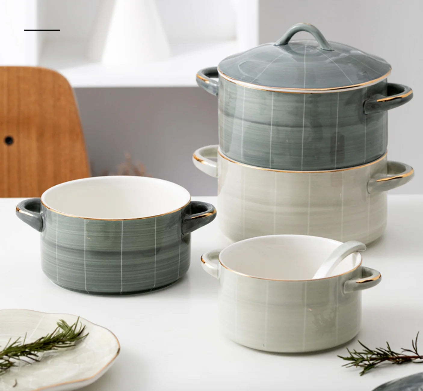 Nordic Creative Hand-painted Ceramic Bowl Student Household Rice Salad Soup Noodles Bowl