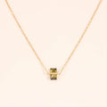New Design 18K Gold Filled Plated Square Vintage Necklace Green Iced Out Cubic Zircon Geometric Choker Necklace for Gift