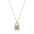 Wholesale Designer S925 Silver Sterling Moissanite Diamond Pendant Necklace White Gold Plated Gold Lock Shaped Gift for Women