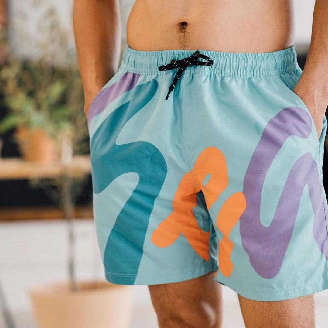 OEM Comfortable Quick Dry Sublimation Recycle Swimwear Board Shorts Custom LOGO Casual Classic Print Swimming Trunks for Men