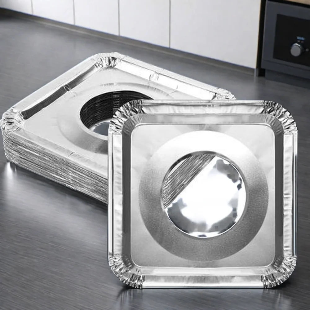 100 Pack with Sticker 8.5x8.5 Inch square Gas Stove burner Liner Covers High Quality for Kitchen
