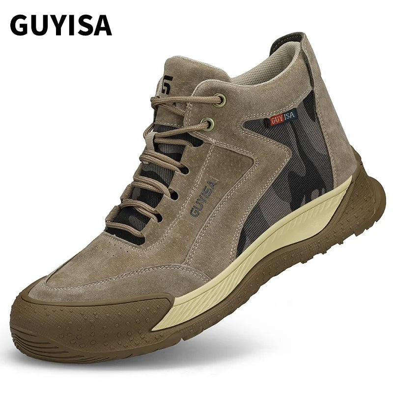 GUYISA Brand European Standard CE Outdoor Safety Boots Non-slip Rubber Sole Steel Toe Safety Shoes for Men