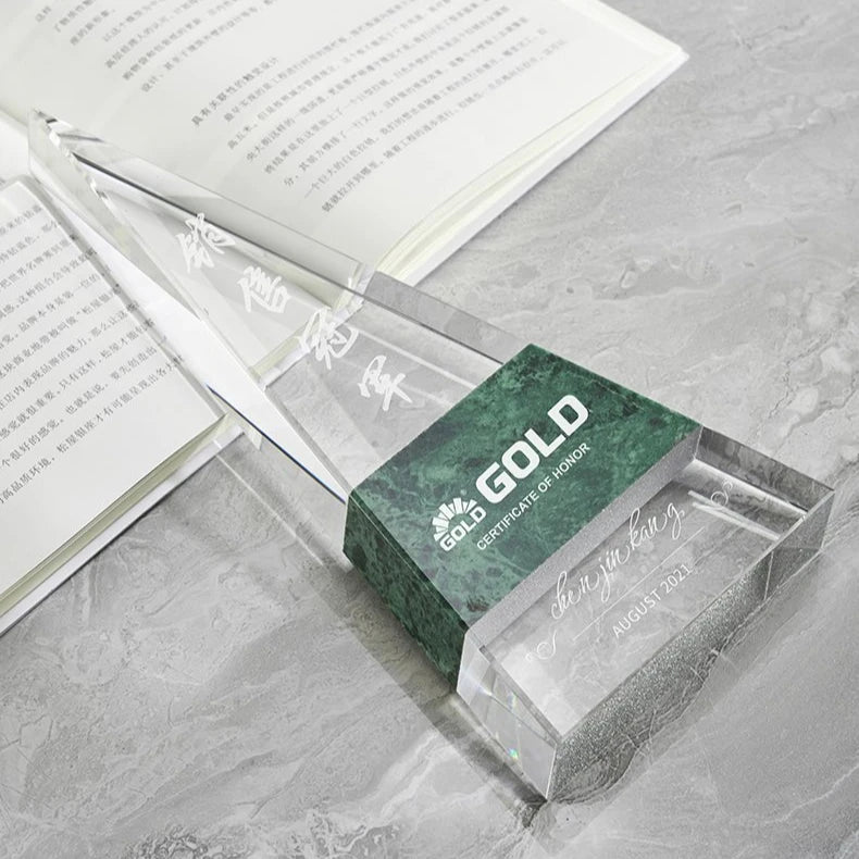 Creative New Design Crystal And Marble Award Stained Glass Trophy For Basketball Football Honor Certificate Charity Trophy
