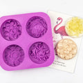 336 Free Sample 4 Hole Different Flower Round  Shape Cake Silicon Mold  Silicone Candle Moldssoap Making Molds