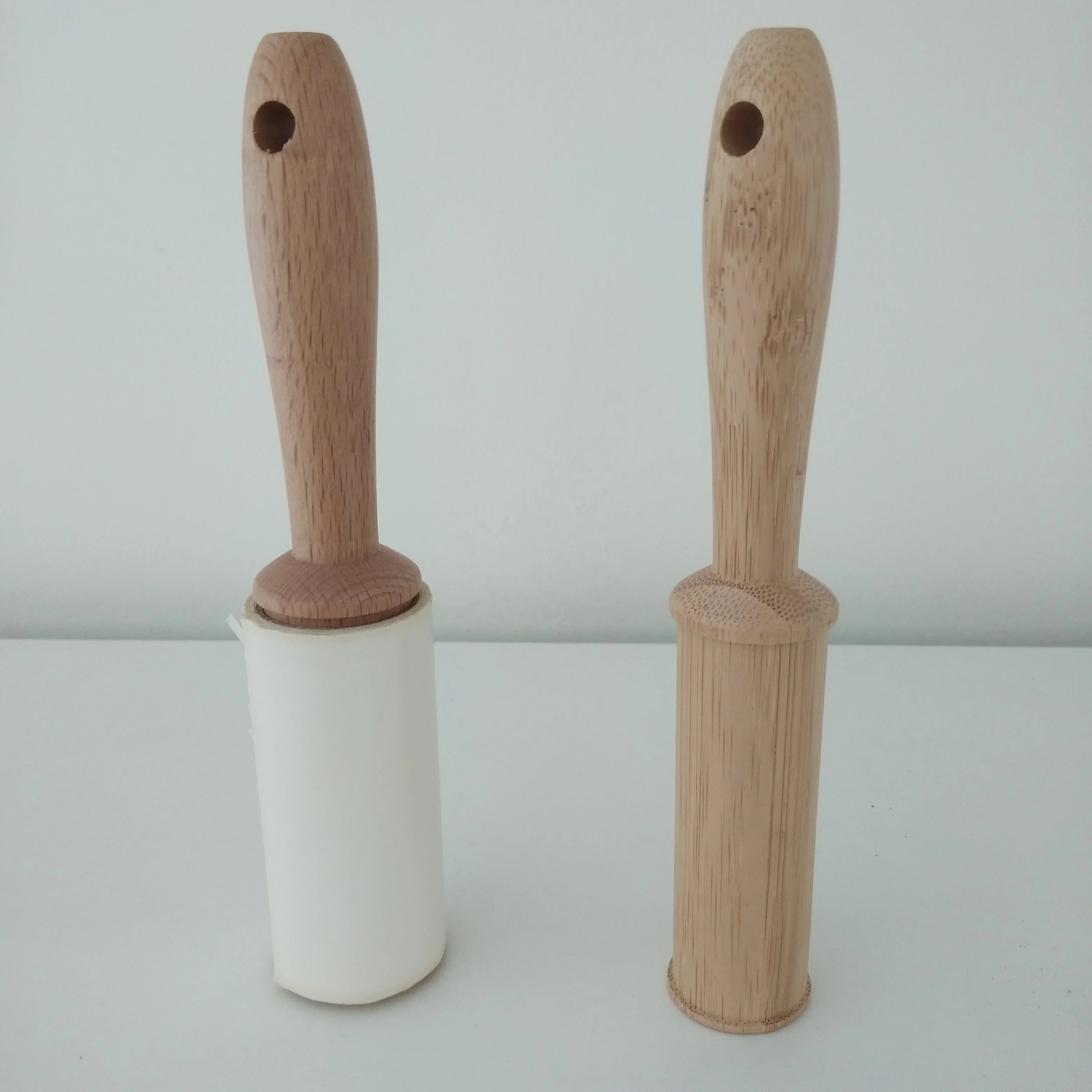 Mini Size Lint Remover Pet Hair Clean Brush Reusable Dog Lint Roller with Long Handle Bamboo Wooden Lint Roller