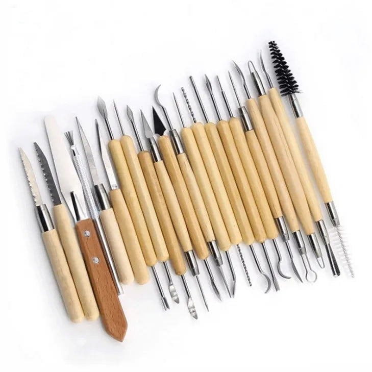BECOL Professional Artistic Wooden Clay Tools Carving Modeling Pottery Tools Double Ended Sculpting Tool Set