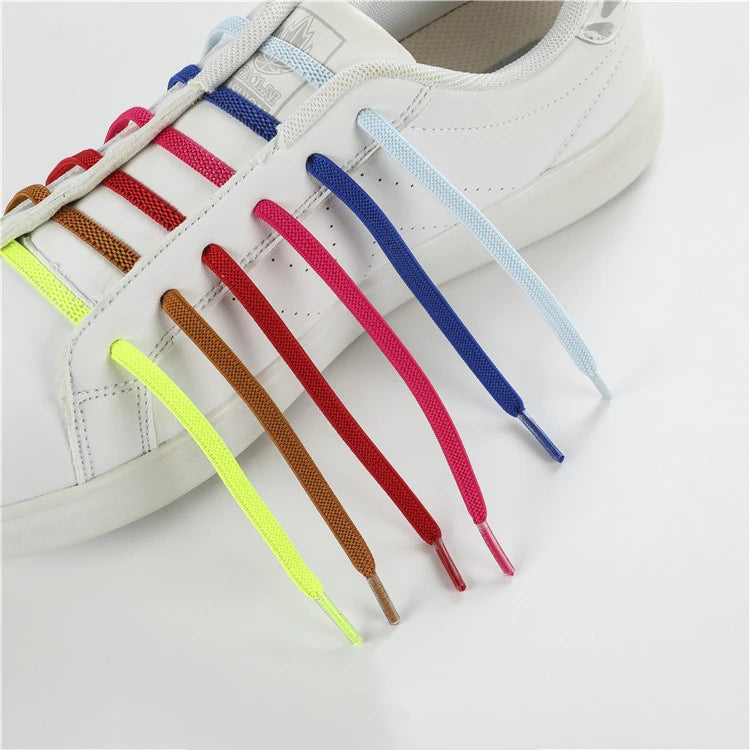 23 Colors Elastic Flat Shoelaces 6mm Widen 100cm Nylon Flat Shoe Laces Fashionable Lazy Sneakers Shoelaces