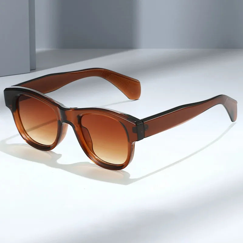 Vintage Cool Sunglasses Retro Women Men Custom Oval Frame Sunglasses Thick Frame Designer Uv400 Ocean Beach Fashion Sunglasses