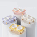 New Ceramic Double Bowl Pet Feeder and Waterer with Stand Elevated Neck Protection Bowl Easy to Clean Pet Supplies