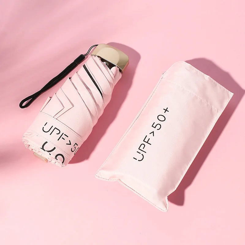 Women's Minimalist Modern Mini Pocket Umbrella with Custom Logo UV50+ Manual Control for Party