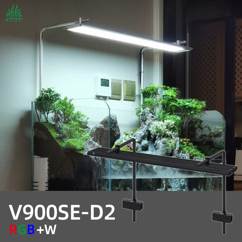 WEEKAQUA V Series V900D2 RGBW Full Spectrum LED Aquarium Lamp Dimming Timing Sunrise Sunset Light for Freshwater Fish tank
