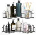 Modern Eco-Friendly Stainless Steel Corner Shower Organizer Bathroom Caddy with Wall-Mounted Dual-Tier Shelves and Inside Hooks