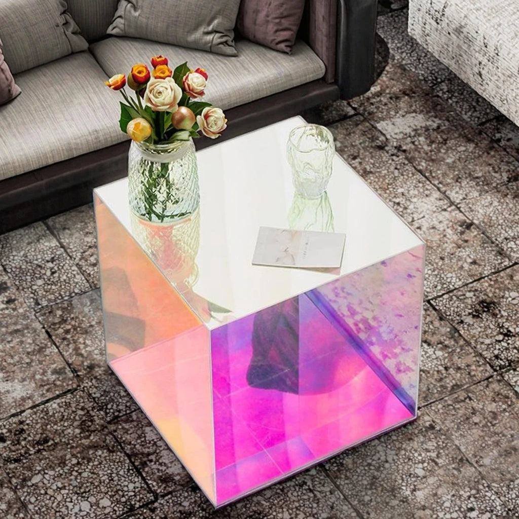 FURNITURE Designers Unique Acrylic Coffee Table Acrylic Side End Table for Living Room Luxury Checkerboard Cube Decorate