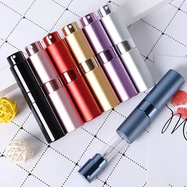 Portable 8ml 10ml Empty Perfume Bottle Twist Rotation Refillable Aluminum Atomizers for Cosmetic Packaging