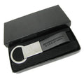 Custom Black Laser Car logo Keychain Leather Material with Carabiner Hook for Promotion