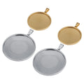 Size 20/25/30/35/40mm Stainless Steel Blank Cabochon Tray Jewelry Pendant Base for DIY Charm for Polymer Necklace