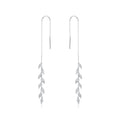 Drop Earrings 925 Sterling Silver Shiny Zircon Chain Link Wheat Design Long Earrings for Women Jewelry BSE447