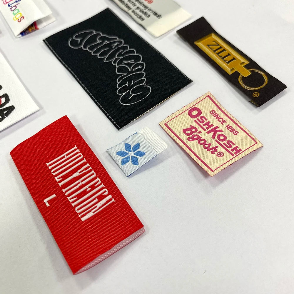 Factory Made Woven Logo Satin Woven Logo Satin Silk Garment Print Label Clothing Garment Labels Custom Labels for Clothing Brand