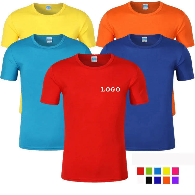 Hot Sell Cheap Quick Dry 100% Polyester Casual Pure Color Plain Blank Men's T-shirt Custom Logo Printed Men T Shirts