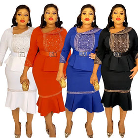 African Evening Dresses for Women Dashiki Outfits Robe Plus Size Long Maxi Dress K0175