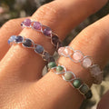 Fashion Handmade Brass Wire Red Purple Blue Stone Beads Beaded Finger Ring Women Rings Jewelry Bulk