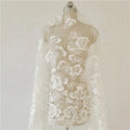 Elegant Guipure Lace Mesh White Embroidery Flower Lace Fabric for Bridal Evening Dress