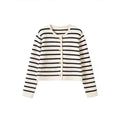 Women's Crew Neck Gold Buttons Cardigan Sweaters Lady Jacket With Patch Pockets