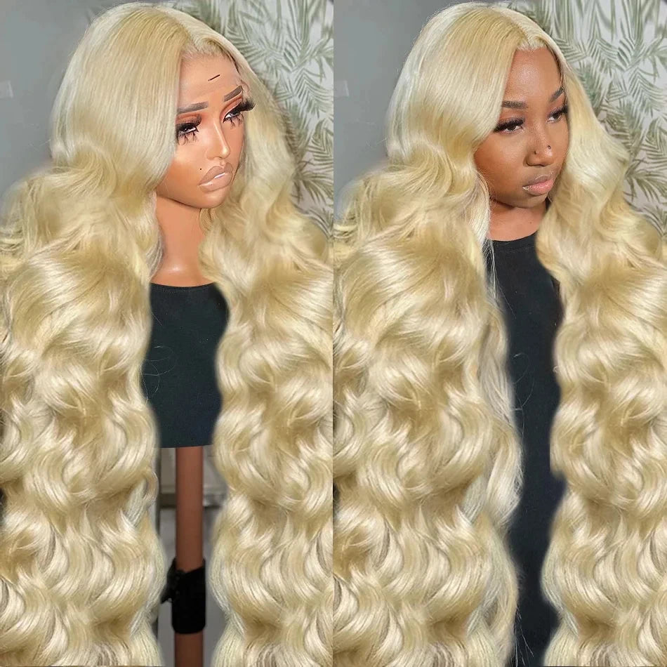 38inch Raw Human Hair Lace Frontal Wig 613 Blonde Body Wave Lace Front Wig Pre Plucked 13x4 Glueless hd Lace Front Wig for Women