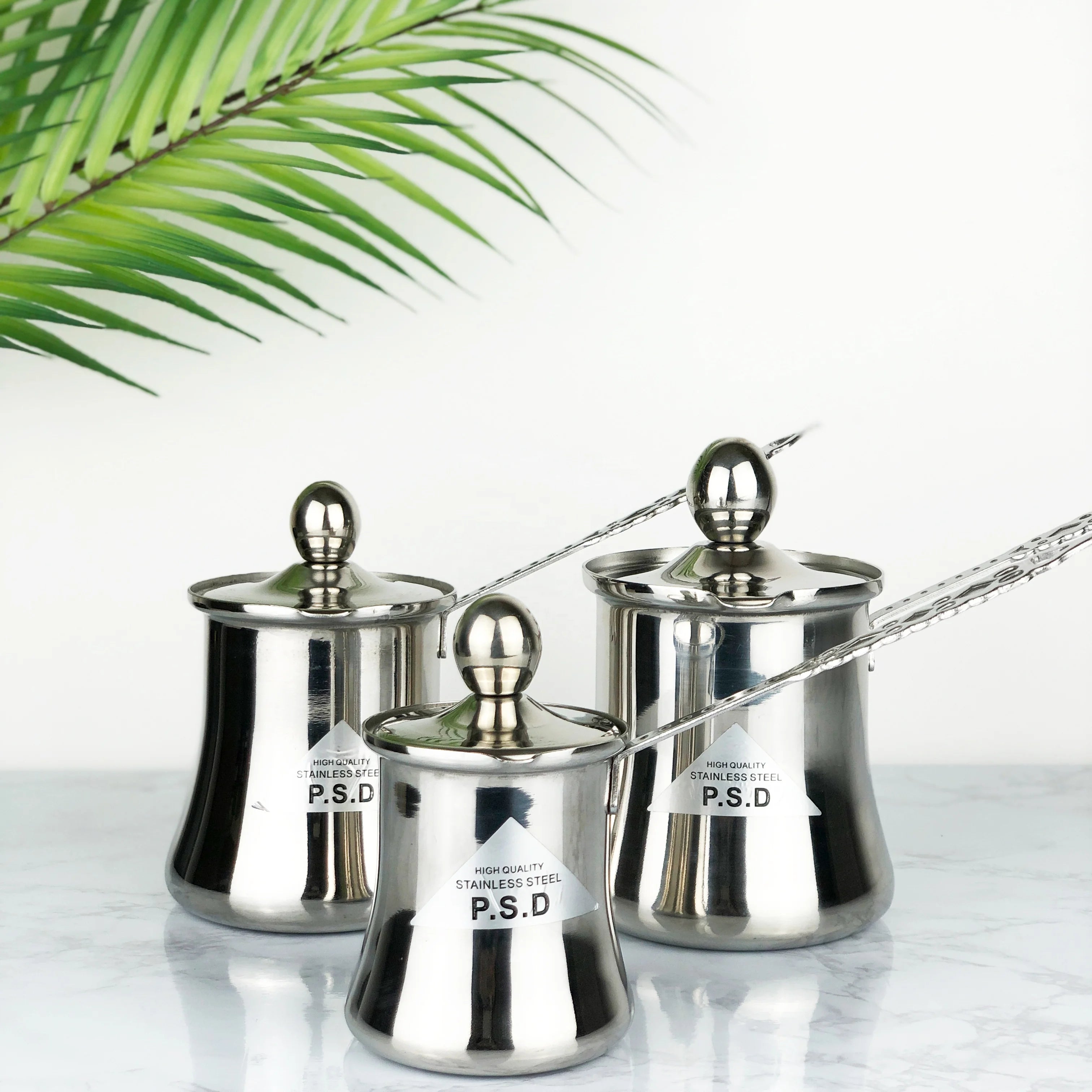 Large Capacity Classic Eco-Friendly Stainless Steel Coffee Pot Handle Lid Various Sizes Available-280ml/760ml Metal Construction