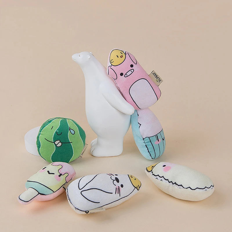 Ice Cream Style Custom Interactive Plush Pet Chew Squeaky Catnip Cat Toys