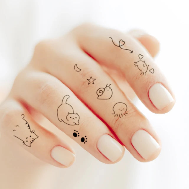 Custom OEM Small Freshness Style Disposable Temporary Finger Tattoo Stickers Small Pattern Body Hand Arm Fake Tattoo Supplies