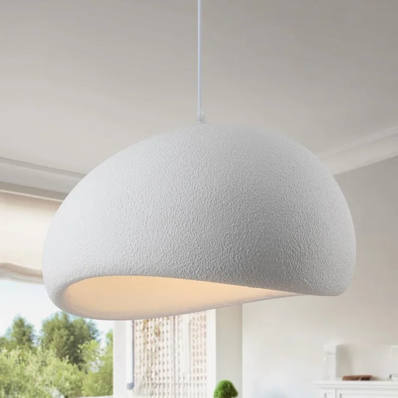 Wabi Sabi Resin Pendant Light Modern Minimalist Cement Concrete Texture Rough Stone White Chandelier Lamp for Living Room